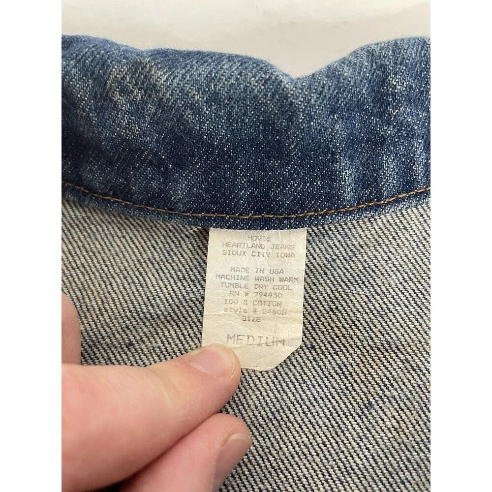 Vintage Hovis Heartland Jeans Denim Trench Coat Duster Women Medium Blue Buttons - Picture 5 of 9